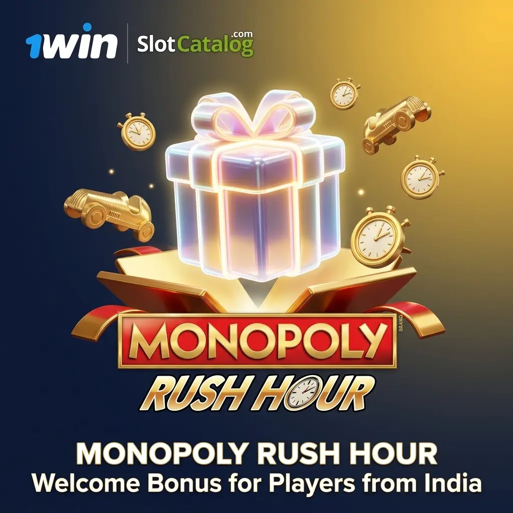 1win welcome bonus for Monopoly Rush Hour players in India, up to 170% across four deposits from 300 INR