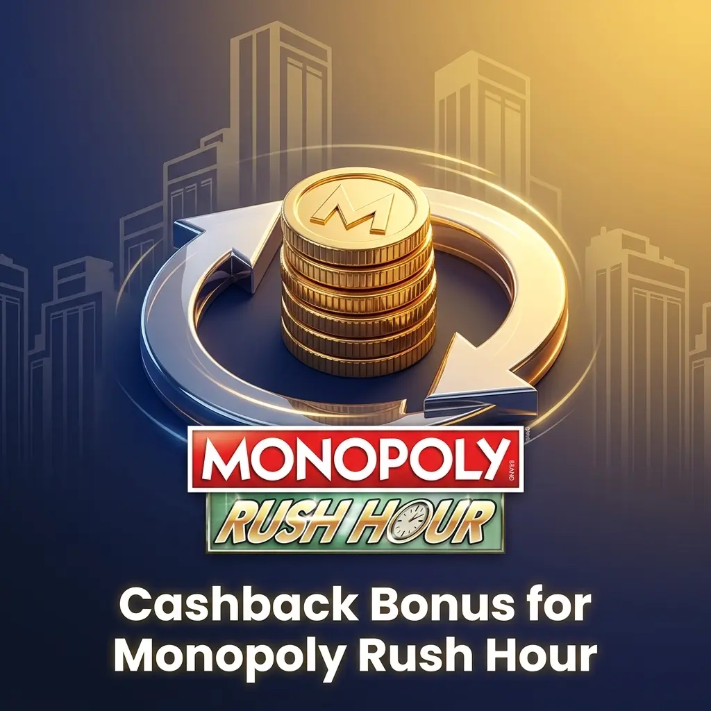 Monopoly Rush Hour cashback bonus returning a percentage of net losses with 5% to 20% recovery offers at online casinos
