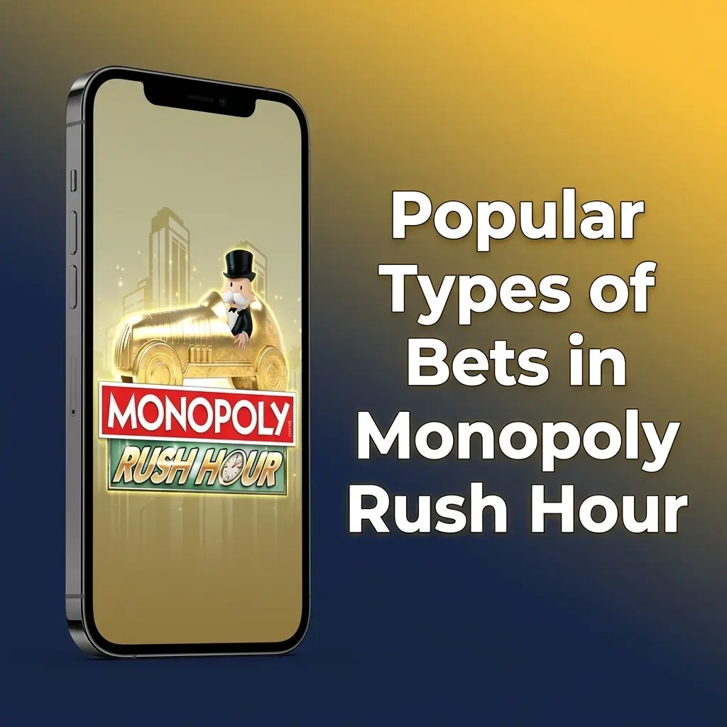 Popular bet types in Monopoly Rush Hour including single bets, dual bets, auto cash out and auto bet features explained