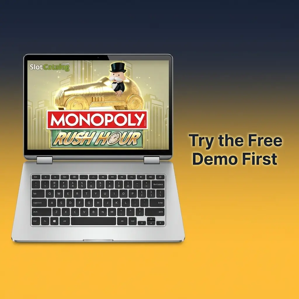 Monopoly Rush Hour free demo mode gameplay interface showing reels and bonus features for Indian players
