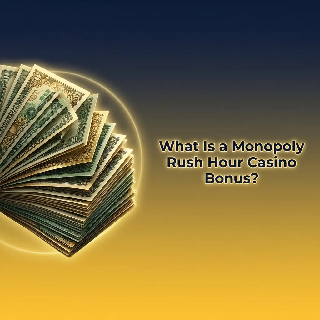 Casino bonus promotional offer for Monopoly Rush Hour with deposit match, free spins, and wagering requirements explained