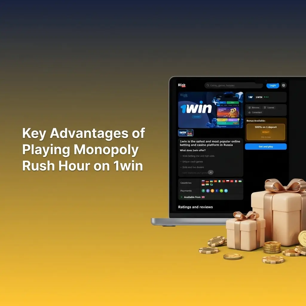 Key advantages of playing Monopoly Rush Hour on 1win including high RTP, live chat, INR support, and bonuses