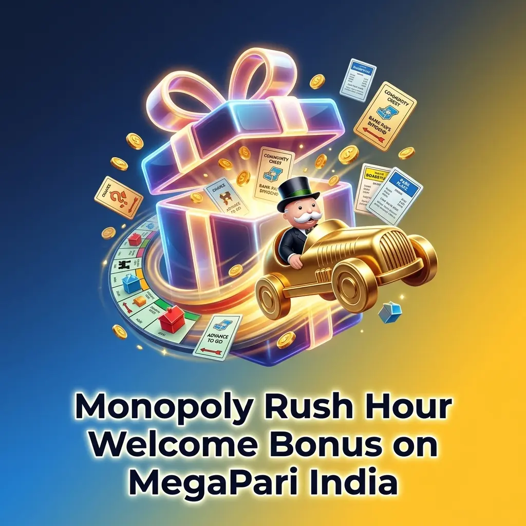 MegaPari India welcome bonus 100% match up to INR 40000 for Monopoly Rush Hour players on first deposit