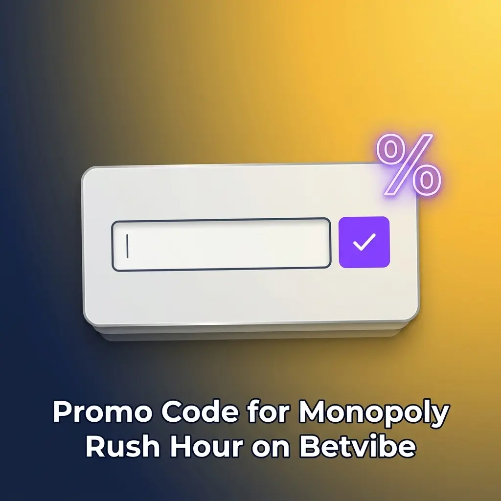 Monopoly Rush Hour promo code RUSHWIN on Betvibe for extra deposit bonus value during registration or account settings